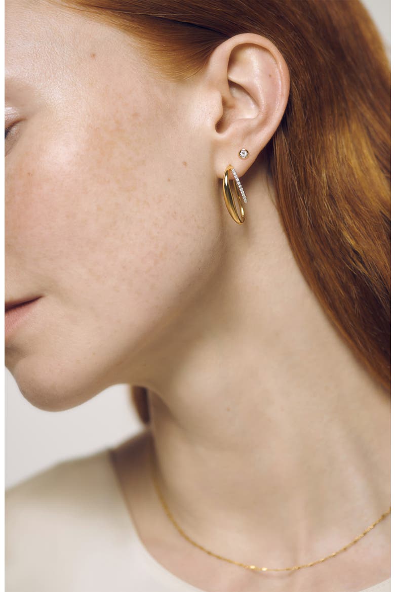 Medium Nura Lab Grown Diamond Wrap Hoop Earrings, Alternate, color, 18CT GOLD VERMEIL / LAB DIA