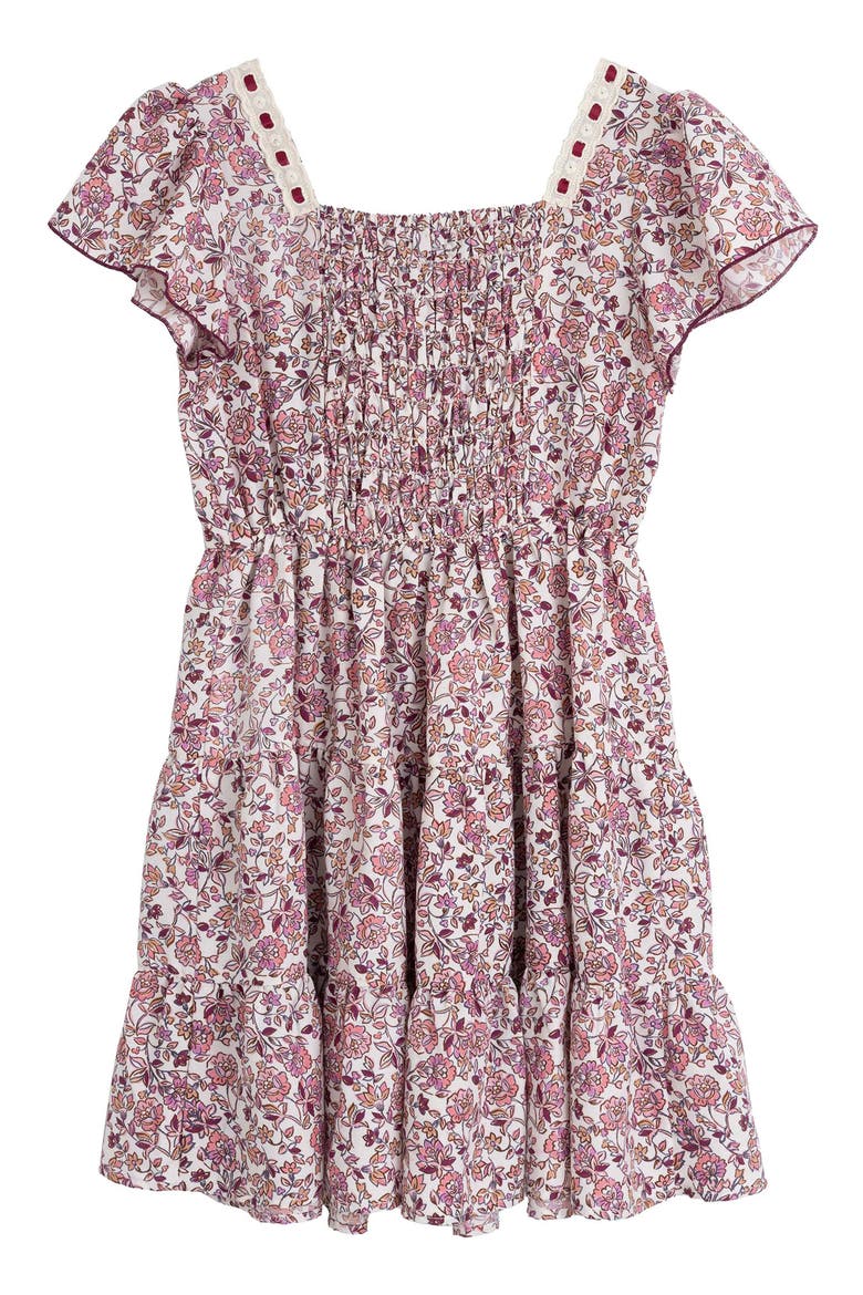 Kids' Lace Trim Ditsy Floral Dress, Alternate, color, IVORY/ ROSE JM