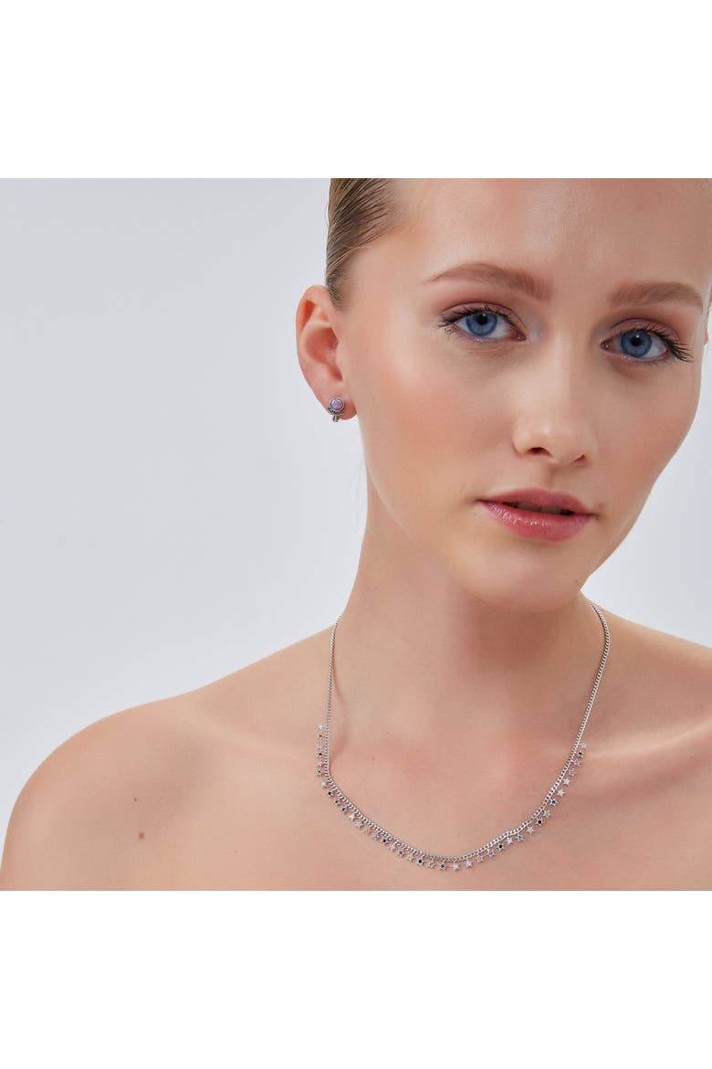 Rainbow Multiple Star Station Necklace Sterling Silver, Alternate, color, Silver