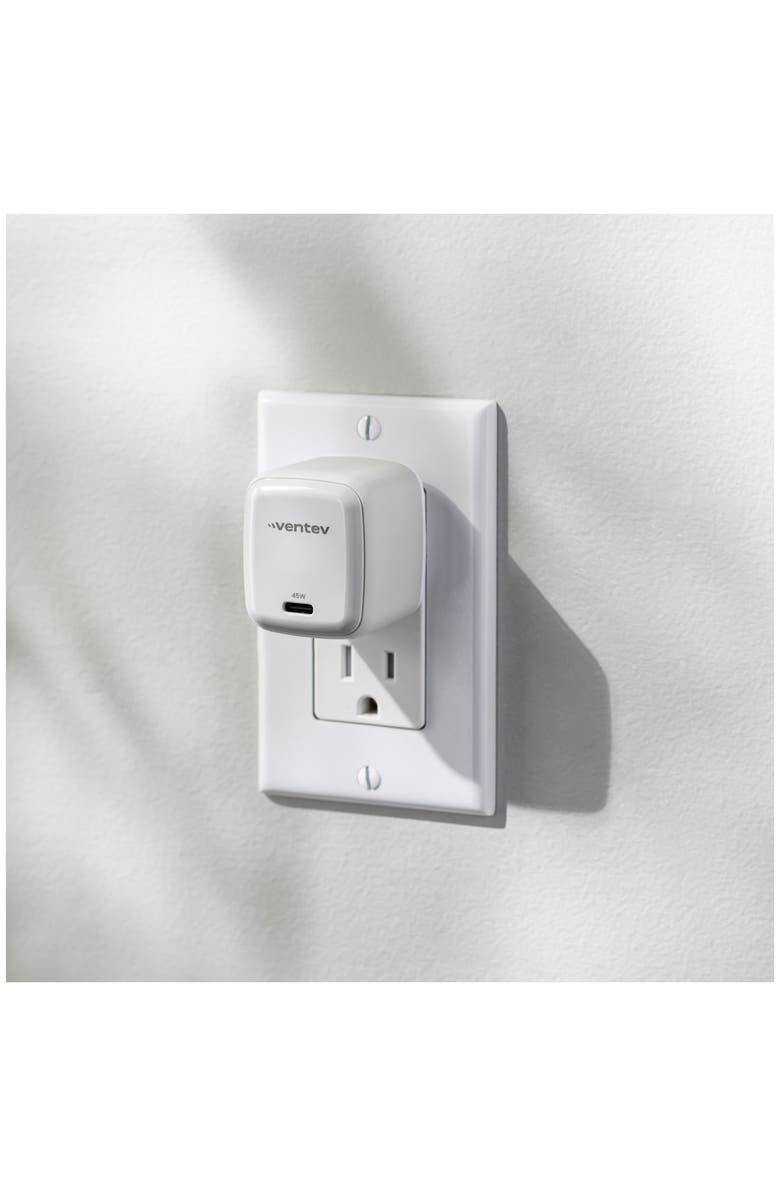 Ventev 45W ULTRAFAST USB-C Universal GaN Mini Wall Charger and 240W USB-C to USB-C Cable, Alternate, color, White