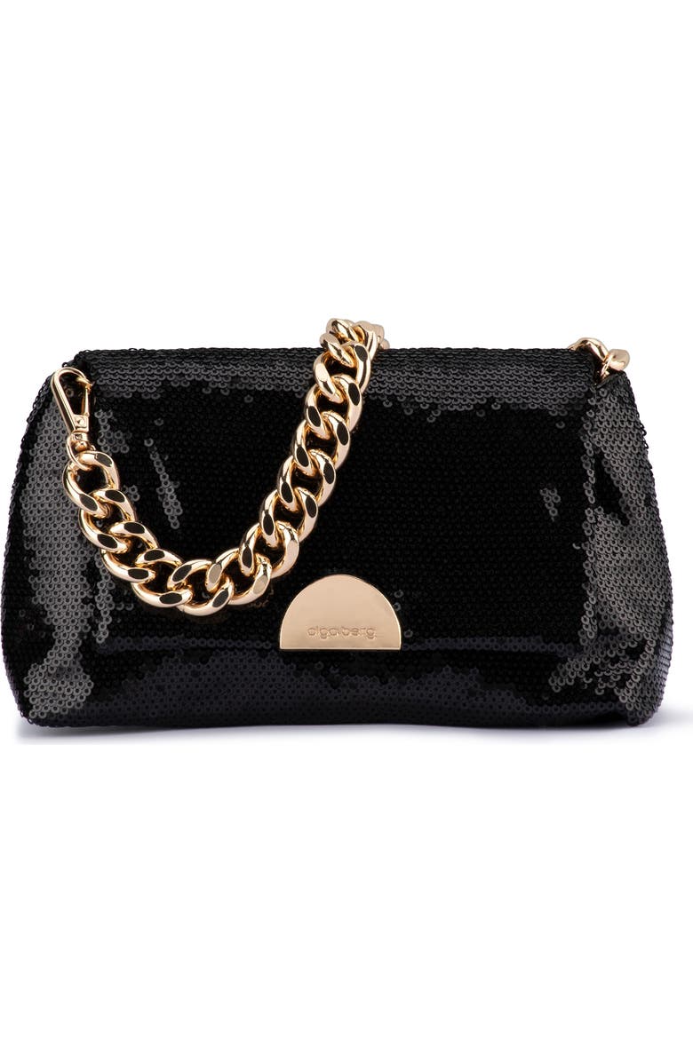 Olga Berg Lily Sequin Shoulder Bag, Main, color, Black