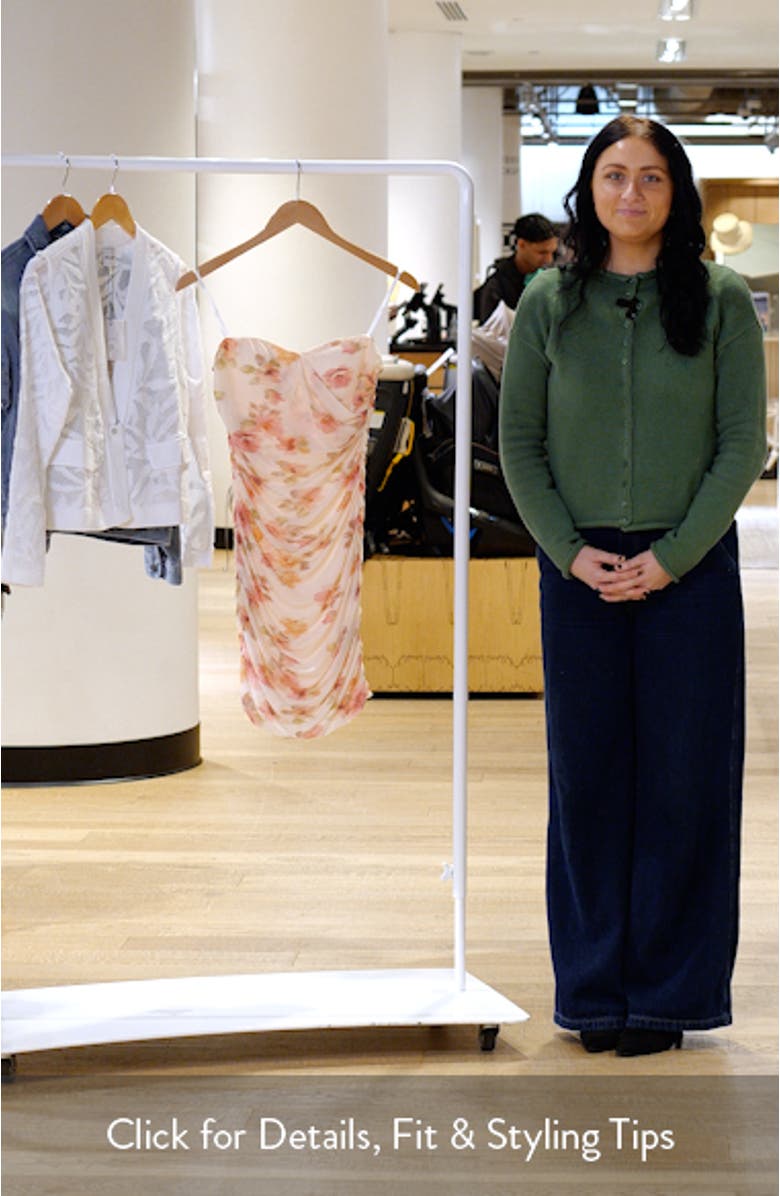 Bailey Floral Ruched Strapless Minidress, sales video thumbnail