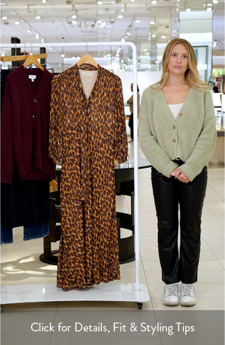 Leopard Print Tie Neck Midi Dress, sales video thumbnail