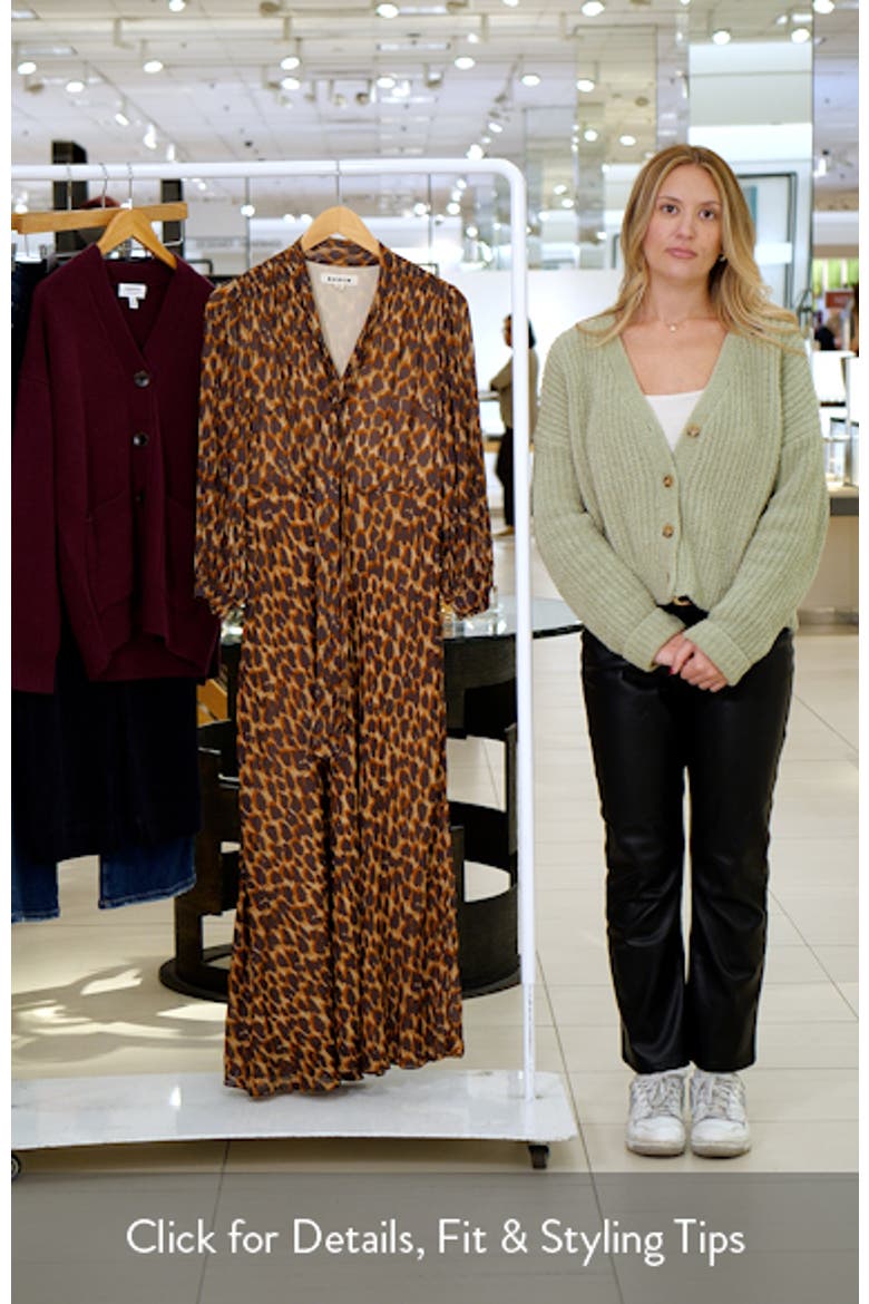 Leopard Print Tie Neck Midi Dress video
