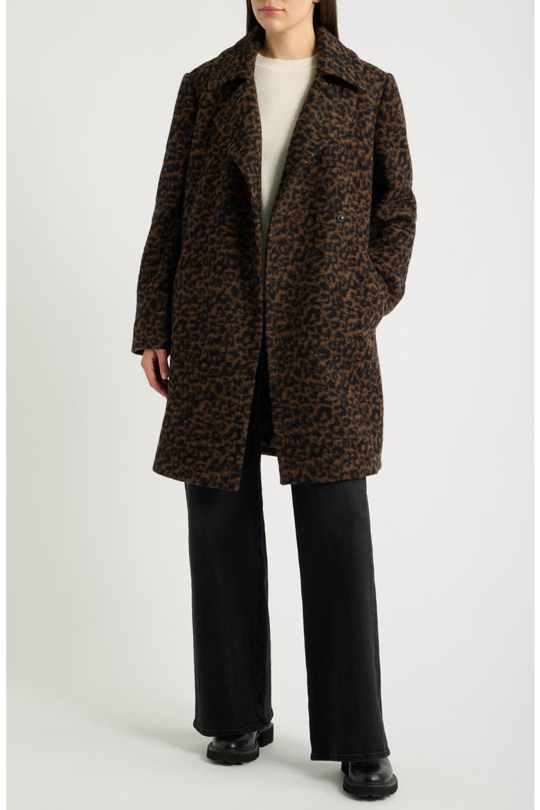 Relaxed Double Breasted Coat, Alternate, color, MUTED LEOPARD