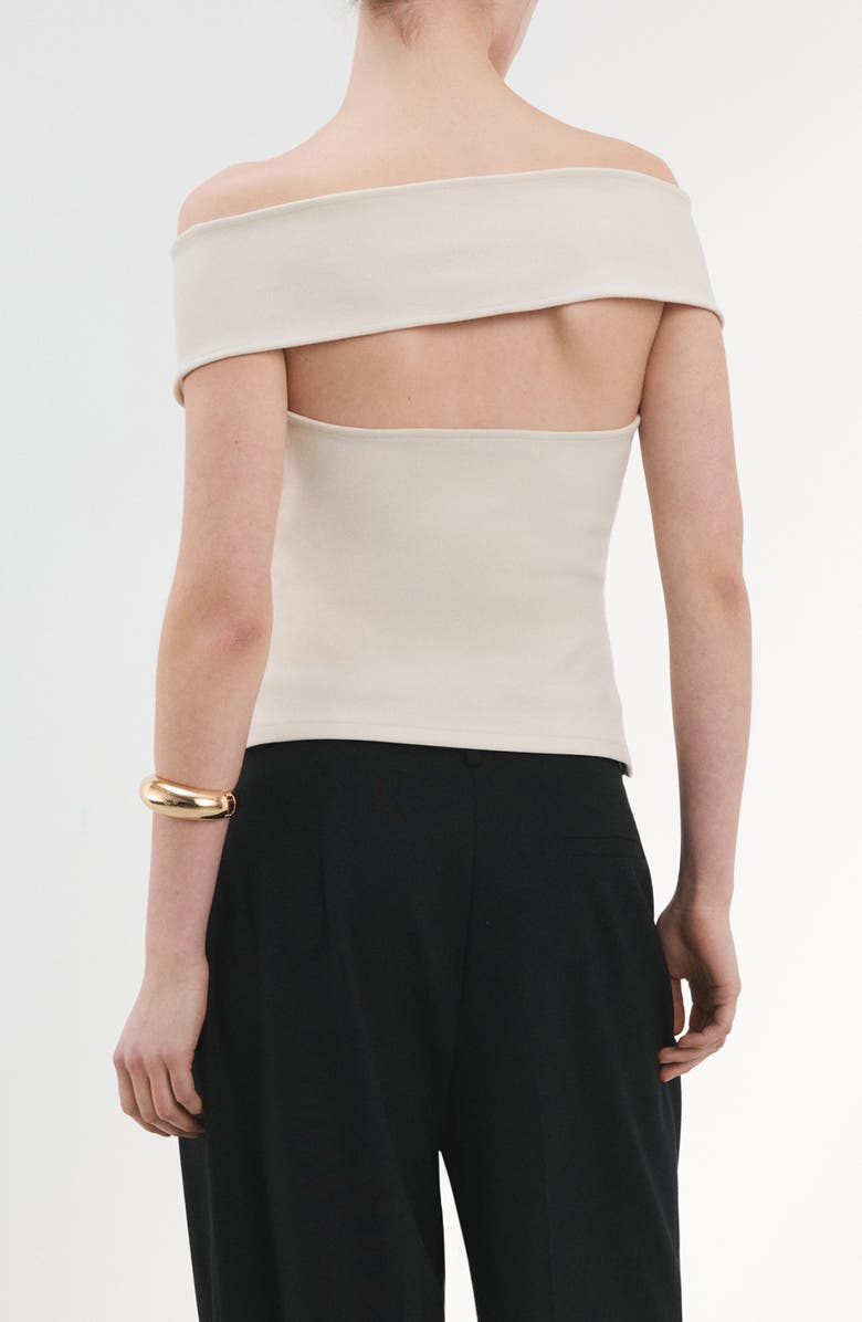 MANGO Off the Shoulder Fitted Top, Alternate, color, Ivory