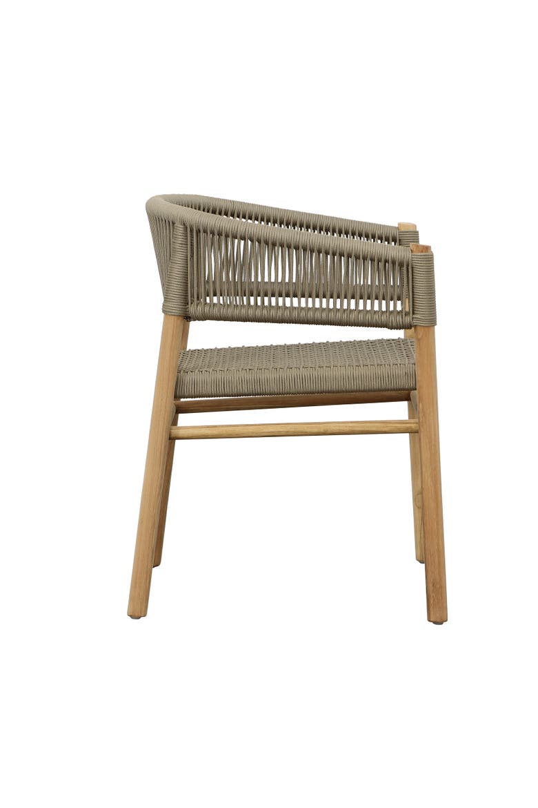 Brielle Teak Wood & Rope Outdoor Dining Chair, Alternate, color, Taupe