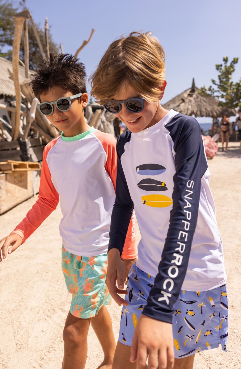 Snapper Rock Kids' Wave Break Rashguard, Alternate, color, White