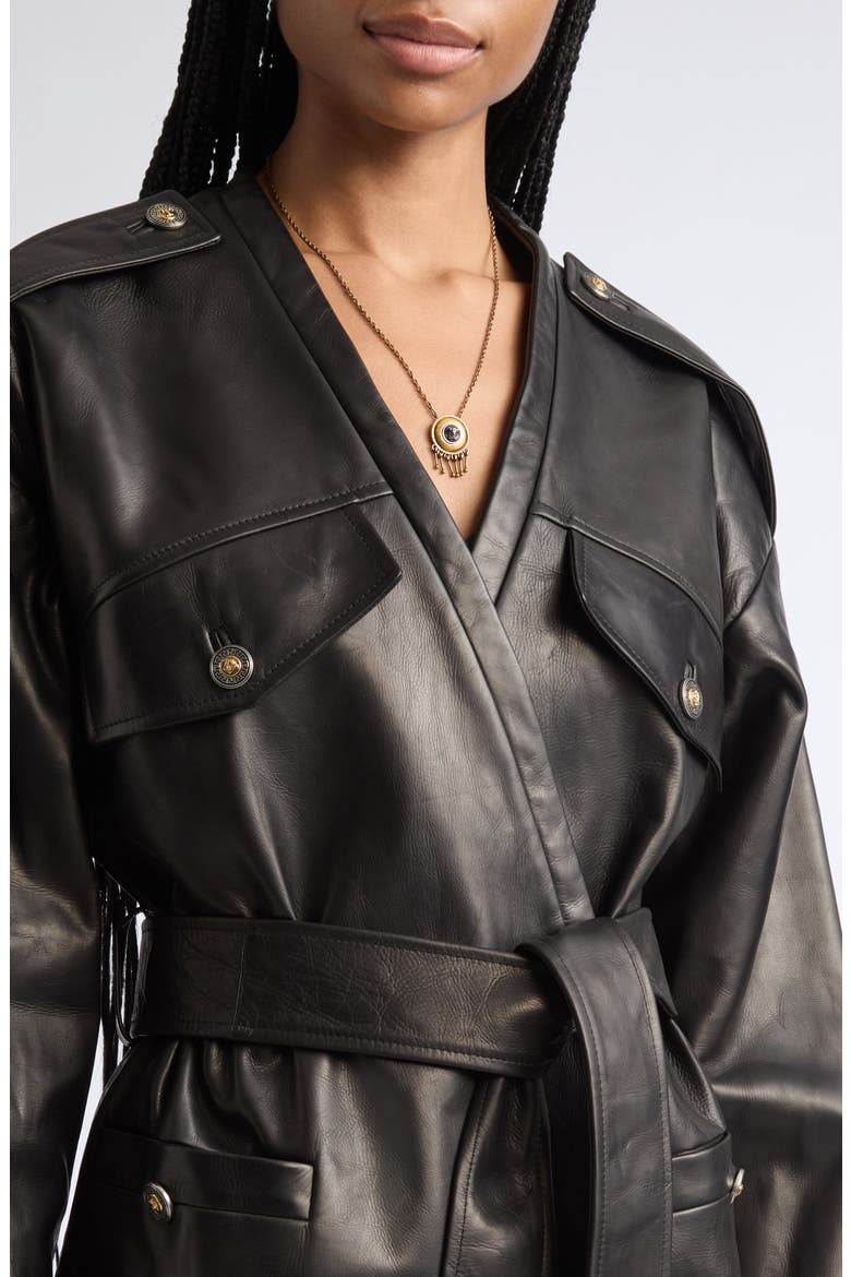 Floridiana Leather Jacket, Alternate, color, BLACK