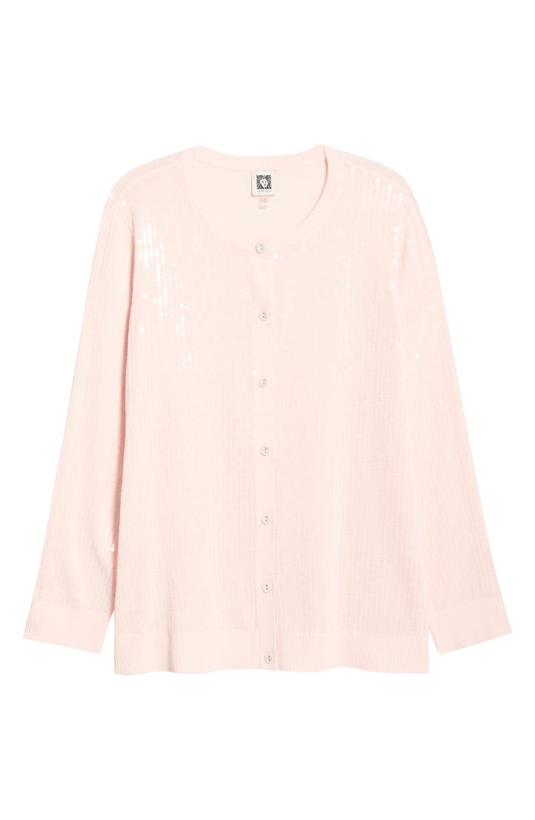 Anne Klein Clear Sequin Cardigan, Alternate, color, Soft Blossom