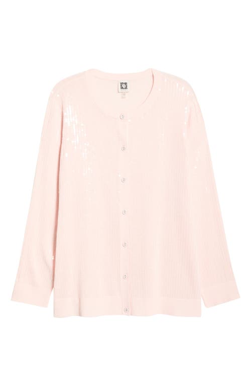 Anne Klein Clear Sequin Cardigan In Pink