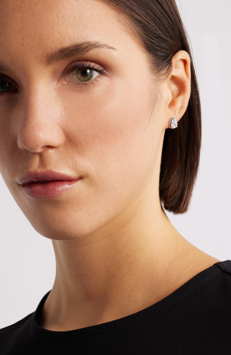 Nordstrom Cubic Zirconia Teardrop Earrings, Alternate, color, Platinum Plated