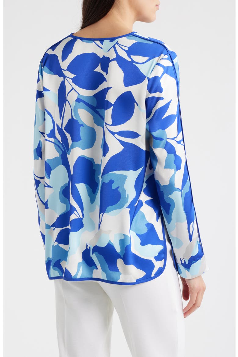 Split Sleeve Crêpe de Chine Blouse, Alternate, color, SAPPHIRE SEA/ DAWN/ MULTI