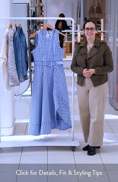 Cinq à Sept Zelda Gingham Belted Denim Midi Dress | Nordstrom