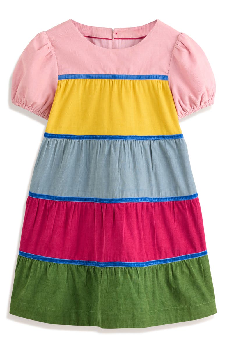 Mini Boden Kids' Colorblock Cotton Corduroy Tiered Dress, Main, color,
