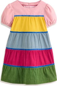 Mini Boden Kids' Colorblock Cotton Corduroy Tiered Dress