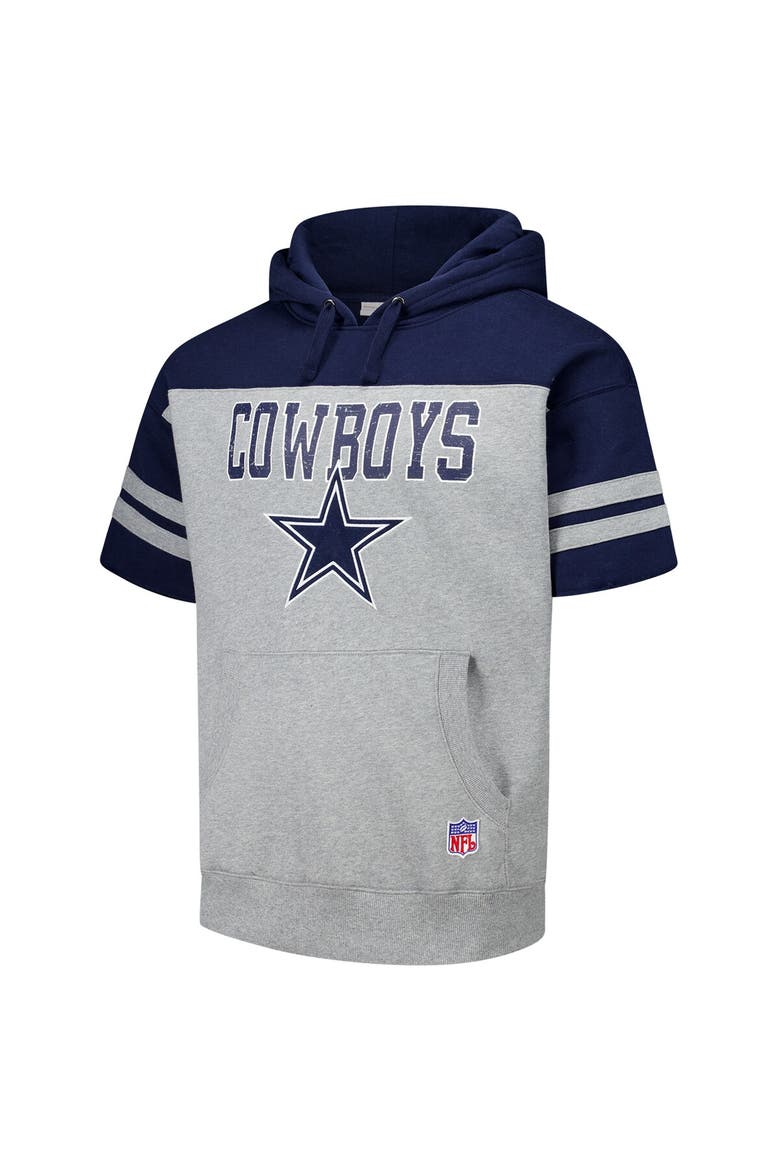 Men's Mitchell & Ness Gray Dallas Cowboys Off Field Vintage Logo Short Sleeve Pullover Hoodie, Alternate, color, Gray