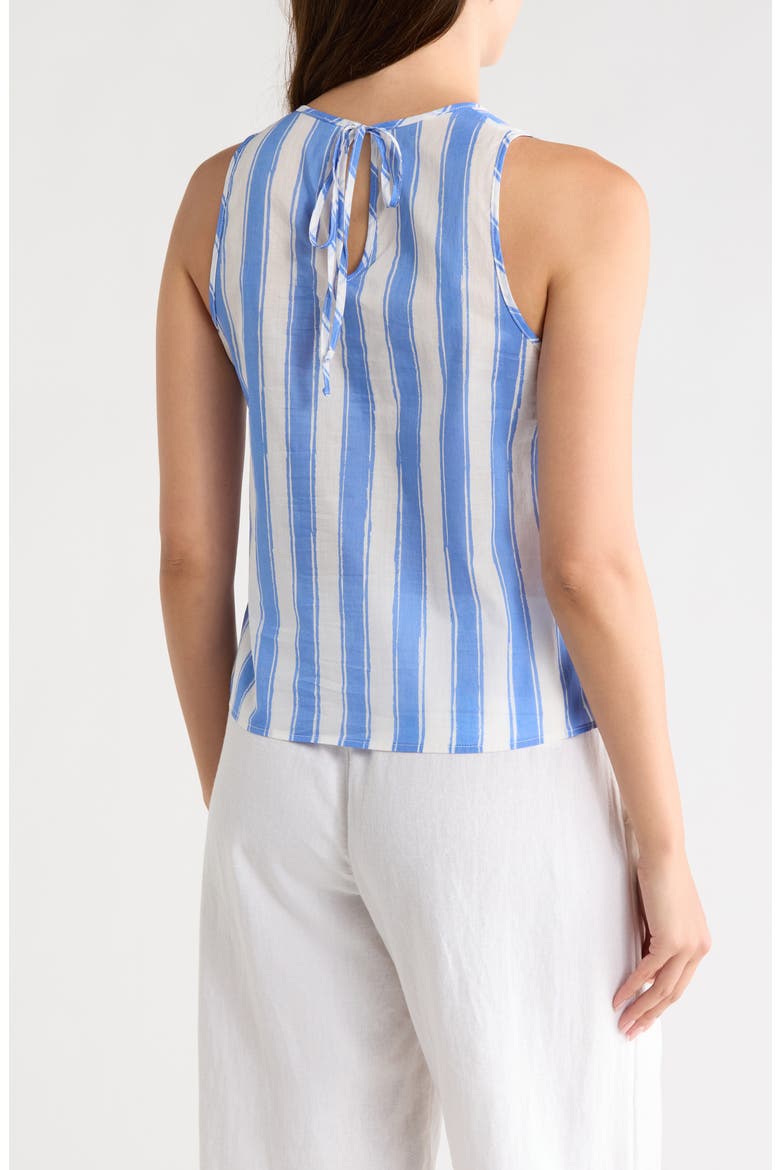 Striped Cotton Sleeveless Top, Alternate, color, BLUE/ WHITE