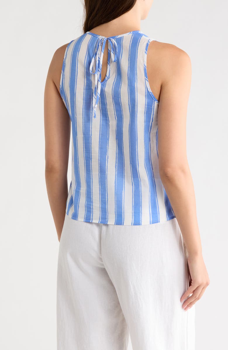 Renee C Striped Cotton Sleeveless Top, Alternate, color, Blue/ White