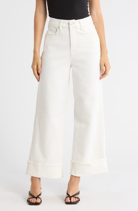 Soft Tech Good Skate Crop Wide Leg Jeans (Cloud White 001) (Regular & Plus)