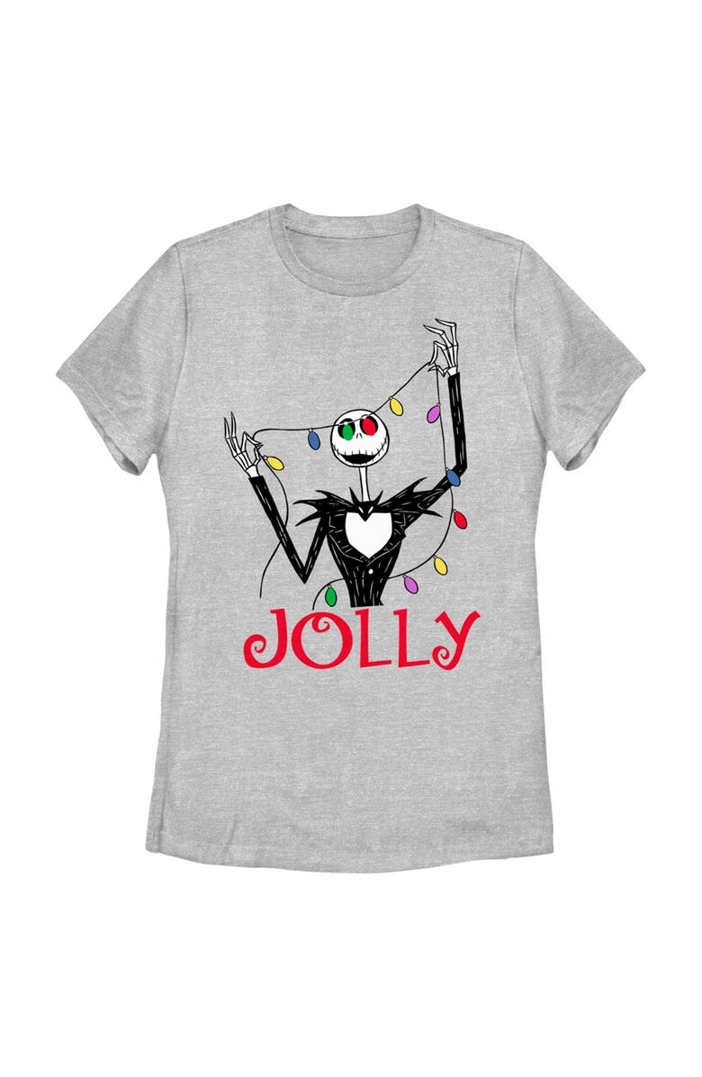 The Nightmare Before Christmas Women's The Nightmare Before Christmas Jack Jolly Christmas Lights  Graphic T-Shirt, Main, color, Athletic Heather