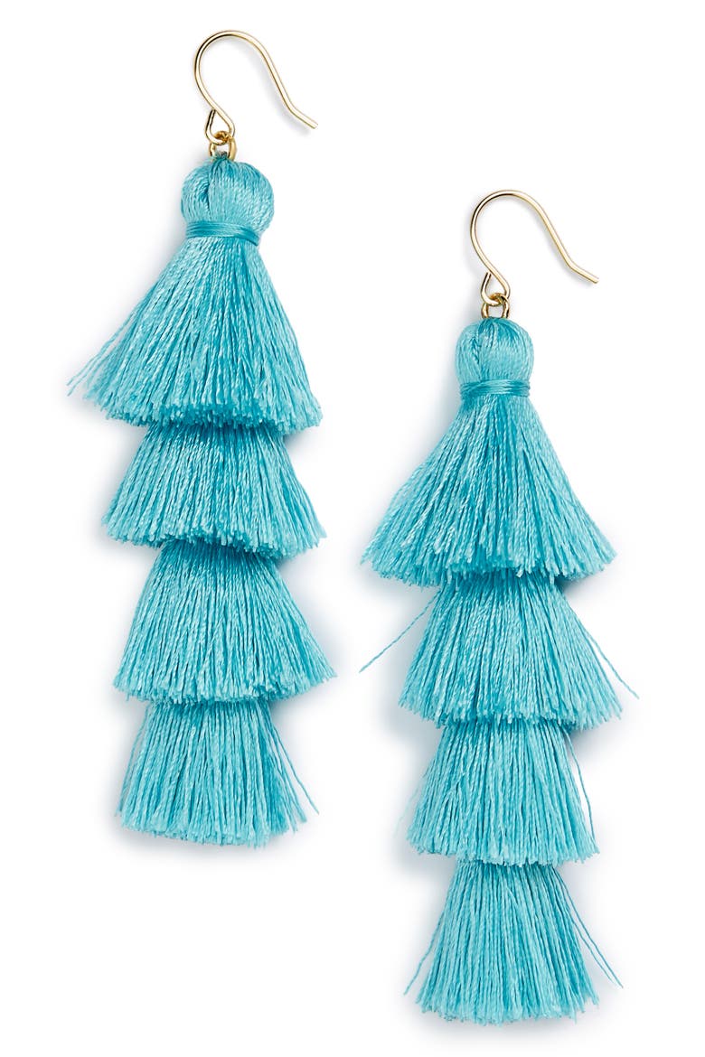 Gabriela Fringe Earrings, Main, color, TURQUOISE