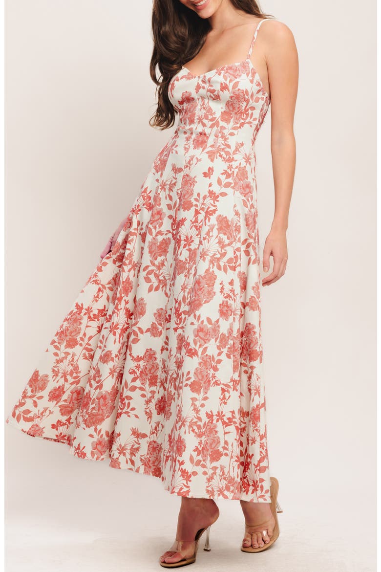 Floral Midi Sundress, Alternate, color, IVORY CORAL