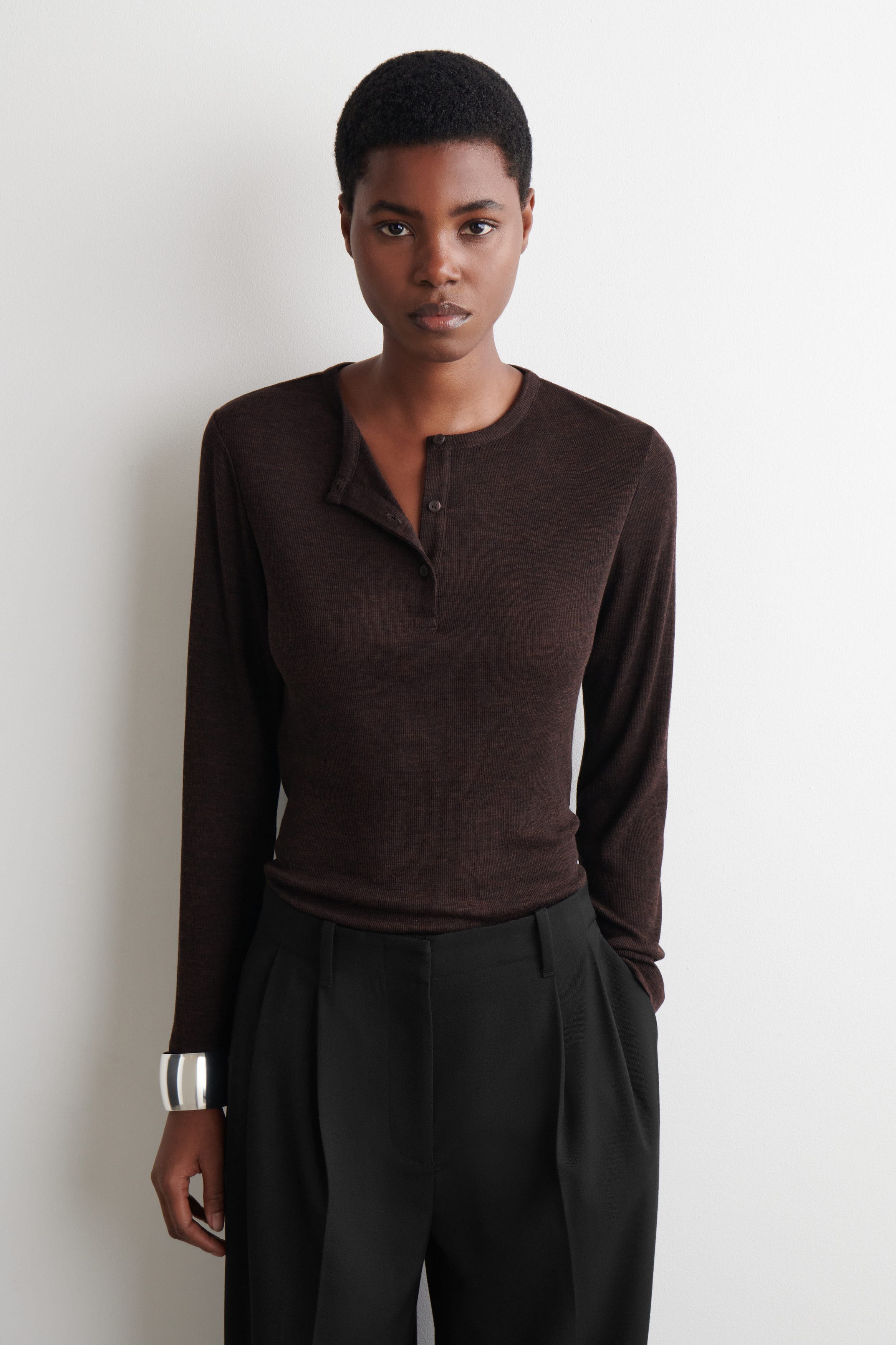 Ribbed Wool Henley Top - image 3