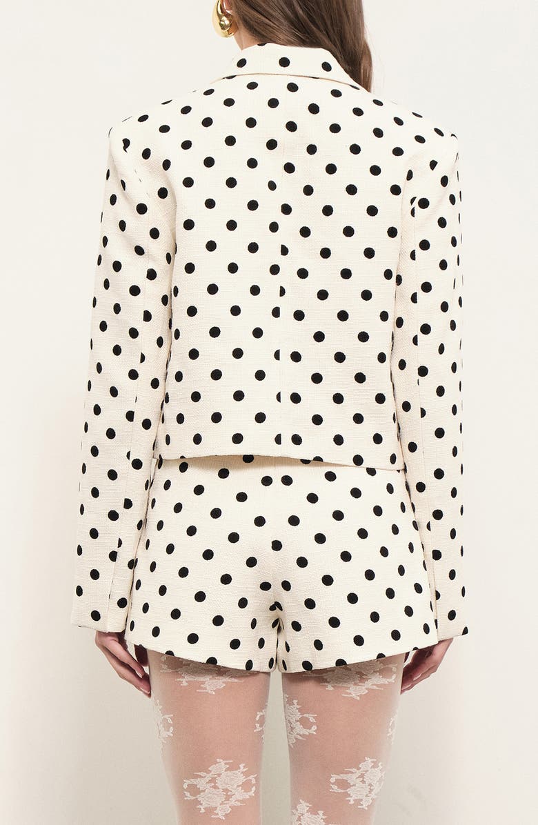 MAUDE CLUB Marnie Polka Dot Jacket, Alternate, color, White Black Dots