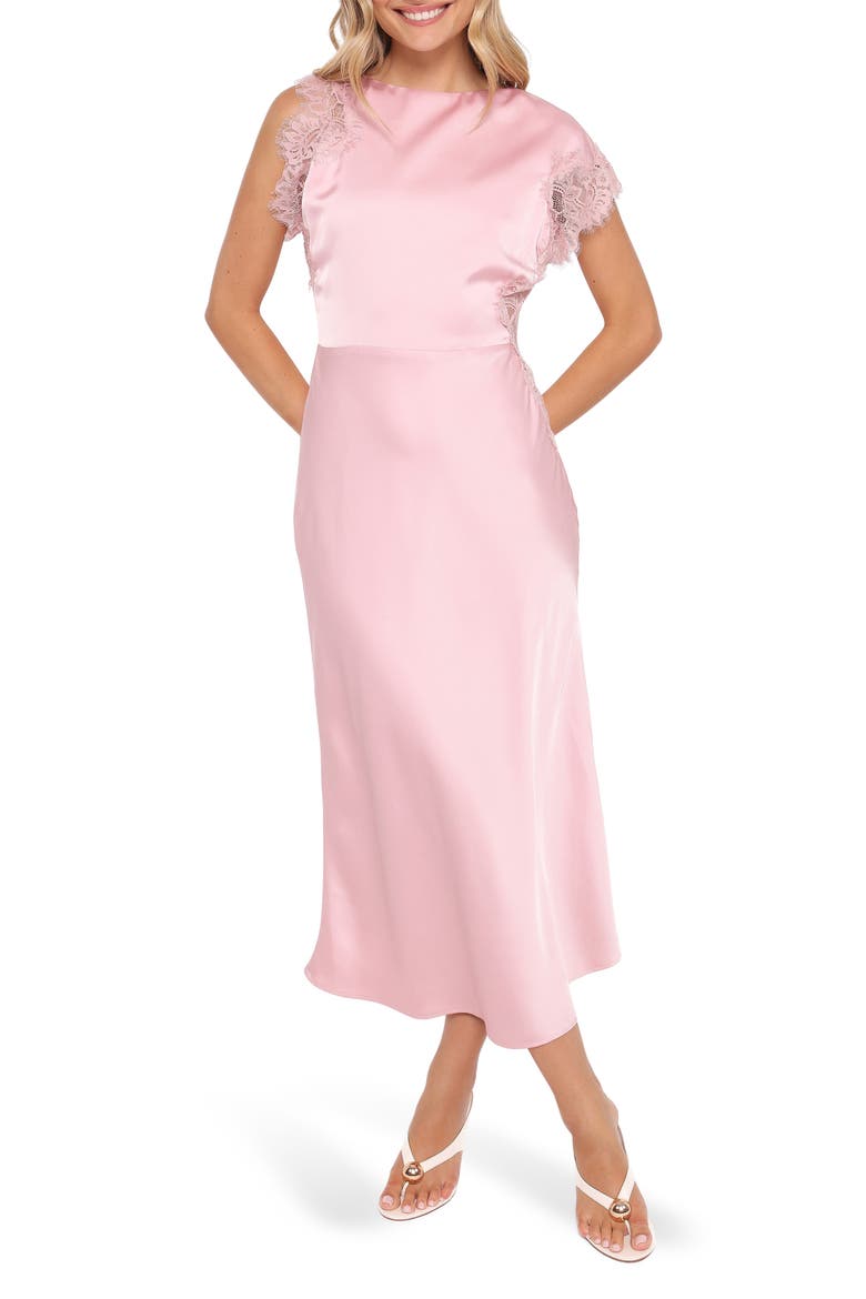 Jenelle Satin Cocktail Dress, Main, color, PALE PINK