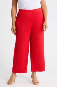 Anne Klein Crinkle Pull-On Ankle Wide Leg Pants