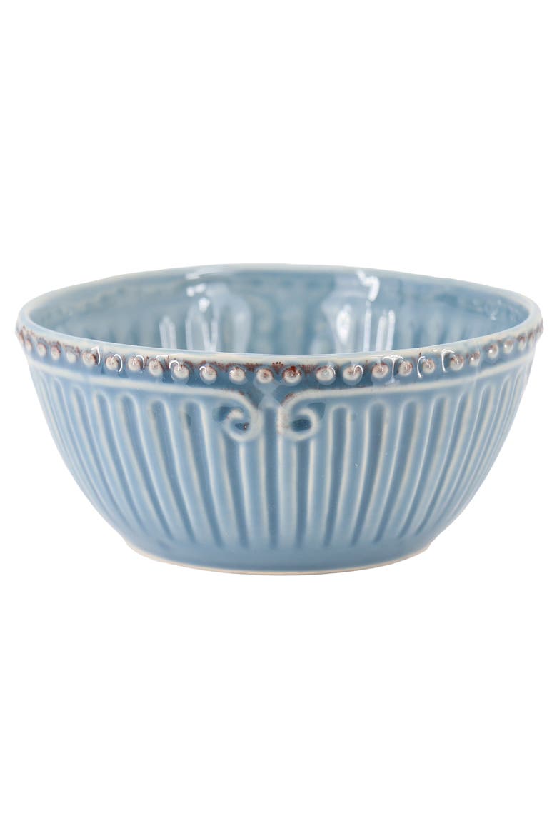 Capri 6 piece 6in Stoneware Embossed Cereal Bowl Set, Alternate, color, Blue