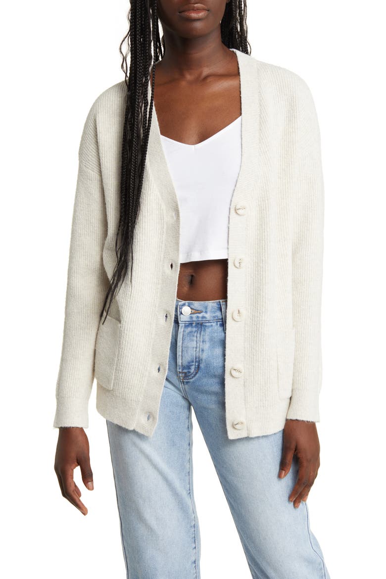 Women's Oversize Easy Cardigan, Main, color, BEIGE OATMEAL LIGHT HEATHER