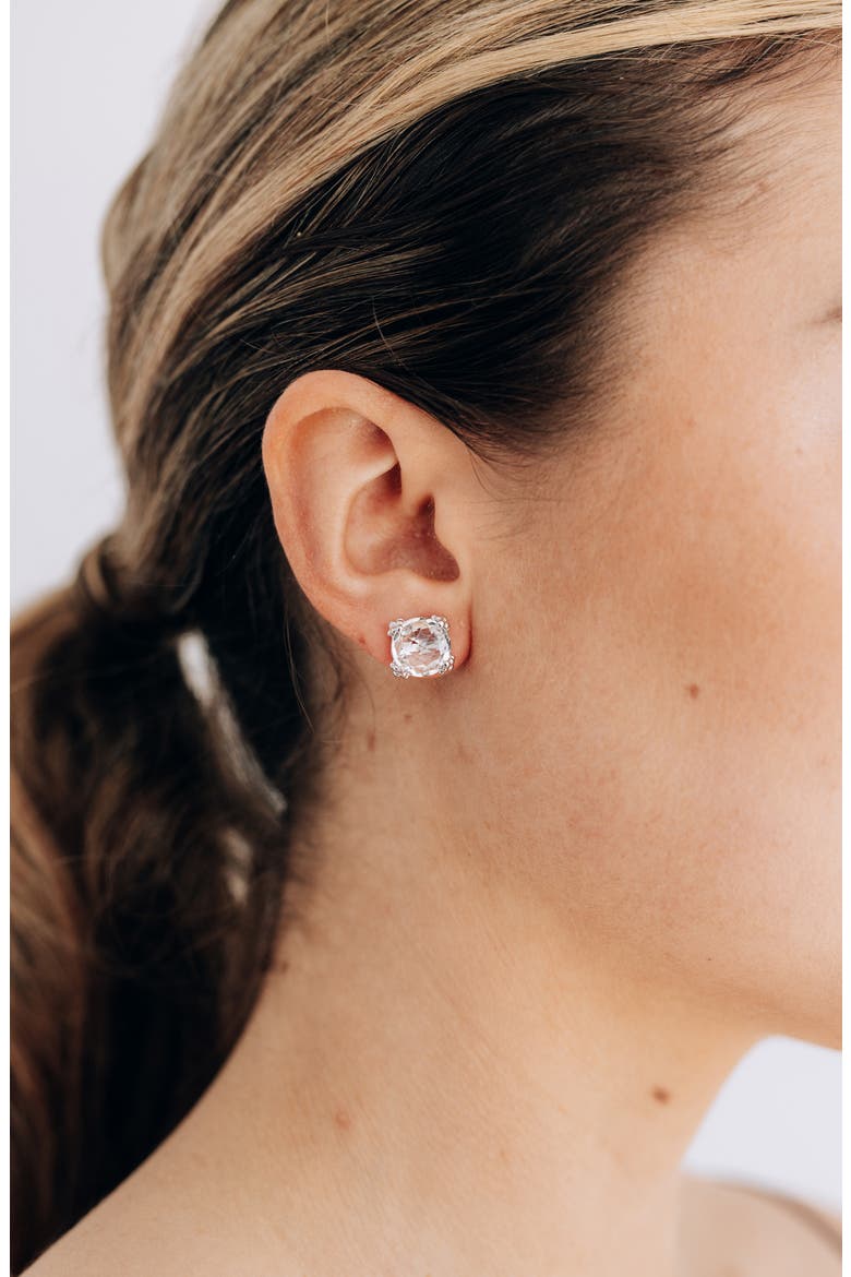 Cluster Topaz Stud Earrings, Alternate, color, WHITE TOPAZ