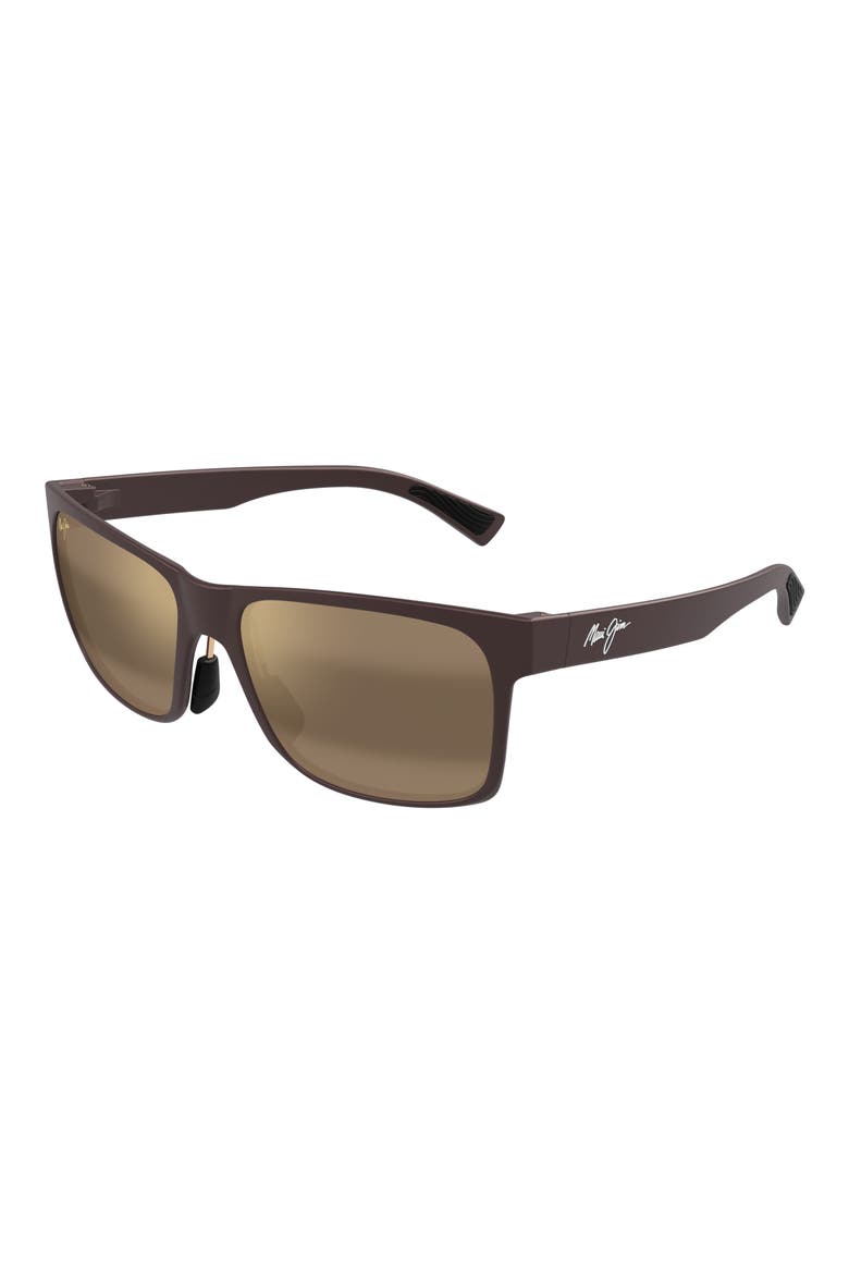 Ho'opili 58mm PolarizedPlus2® Rectangular Sunglasses, Alternate, color, METAL MATTE BROWN/ BRONZE