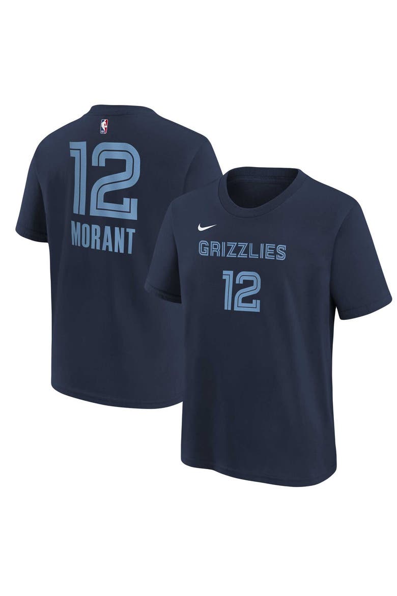 Youth Ja Morant Navy Memphis Grizzlies Icon Name & Number T-Shirt, Main, color, Navy