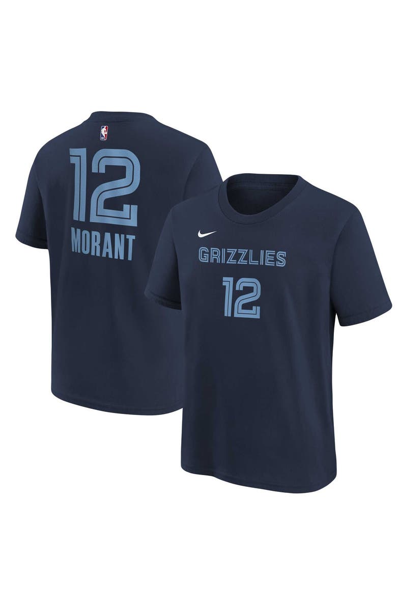 Nike Youth Ja Morant Navy Memphis Grizzlies Icon Name & Number T-Shirt, Main, color, Navy
