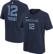 Nike Youth Ja Morant Navy Memphis Grizzlies Icon Name & Number T-Shirt