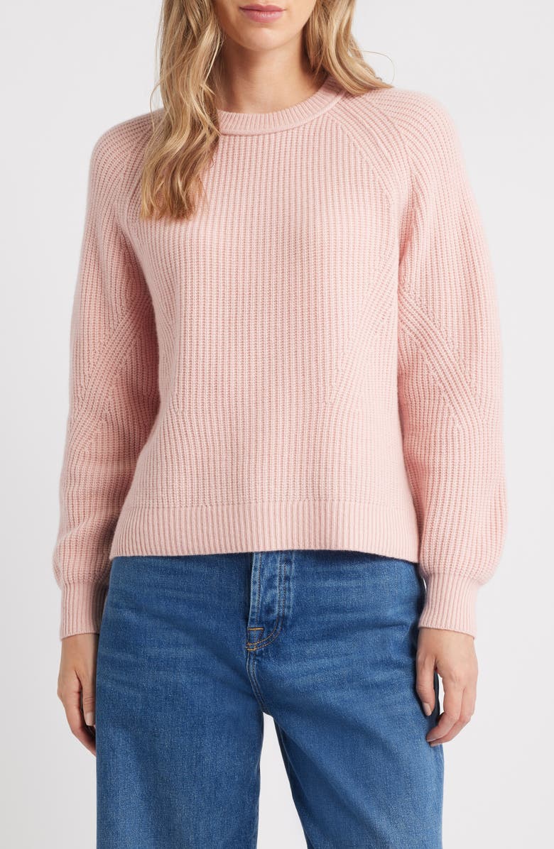 MARGARET O'LEARY Brittany Crewneck Cashmere Sweater, Main, color, Blush