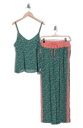 Shop Dkny Colorblock Print Pajamas In Green Dot