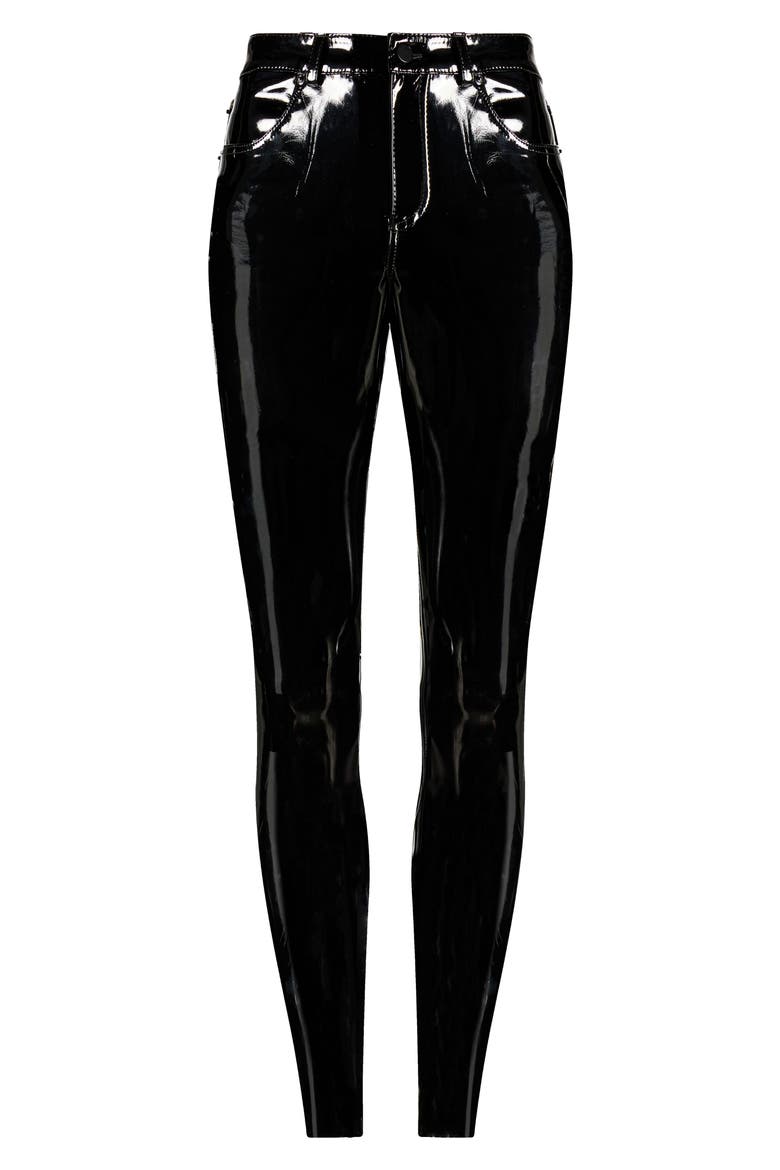 Faux Patent Leather Pants, Alternate, color, BLACK