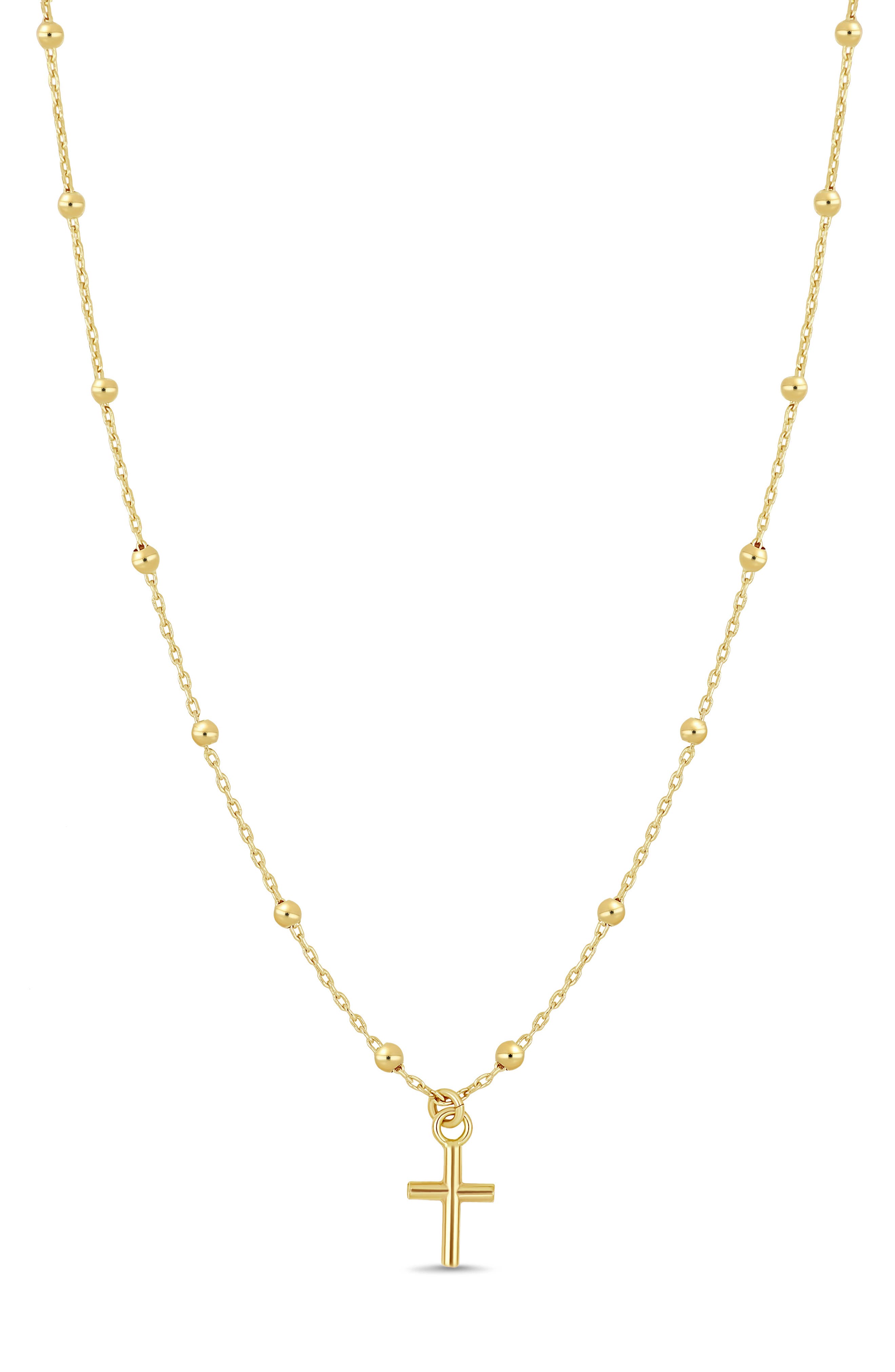 14K Gold Cross Pendant Necklace