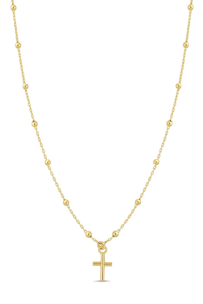 14K Gold Cross Pendant Necklace, Main, color, 14K YELLOW GOLD