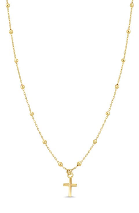 14K Gold Cross Pendant Necklace