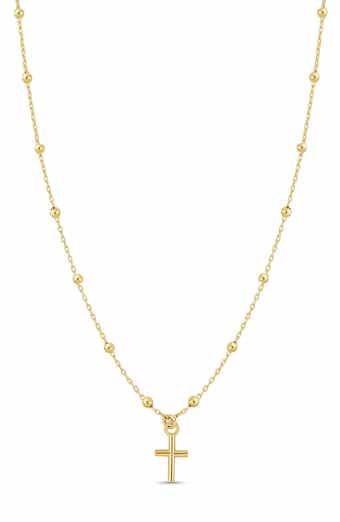 14K Gold Cross Pendant Necklace