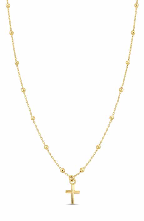 14K Gold Cross Pendant Necklace
