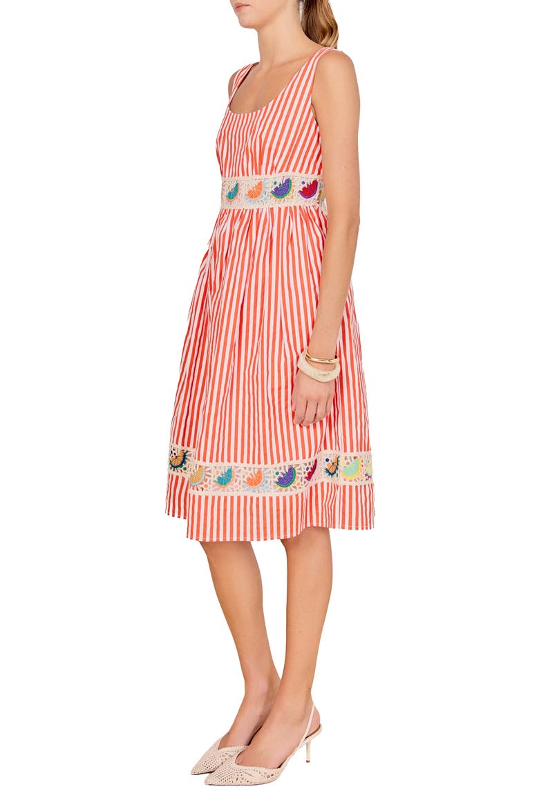 Stripe Crochet Trim Sleeveless Dress, Alternate, color, ORANGE MULTI