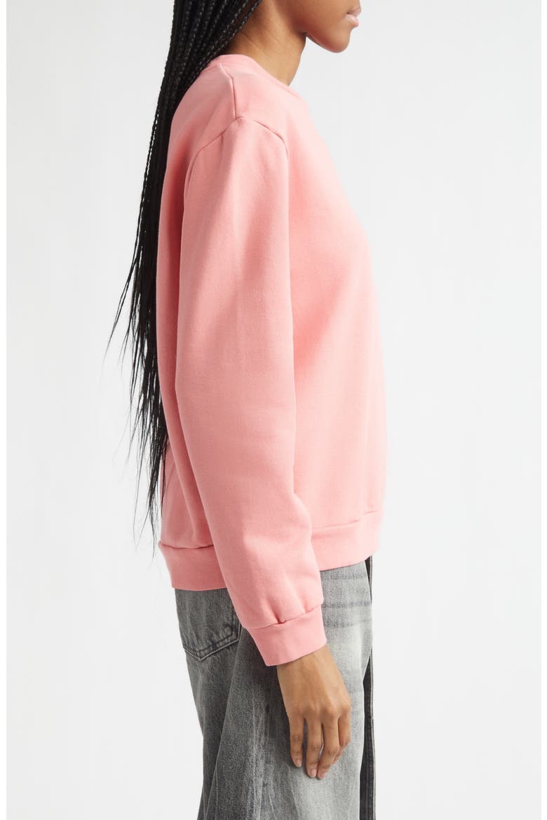 Embroidered Face Patch Fleece Sweatshirt, Alternate, color, TANGO PINK
