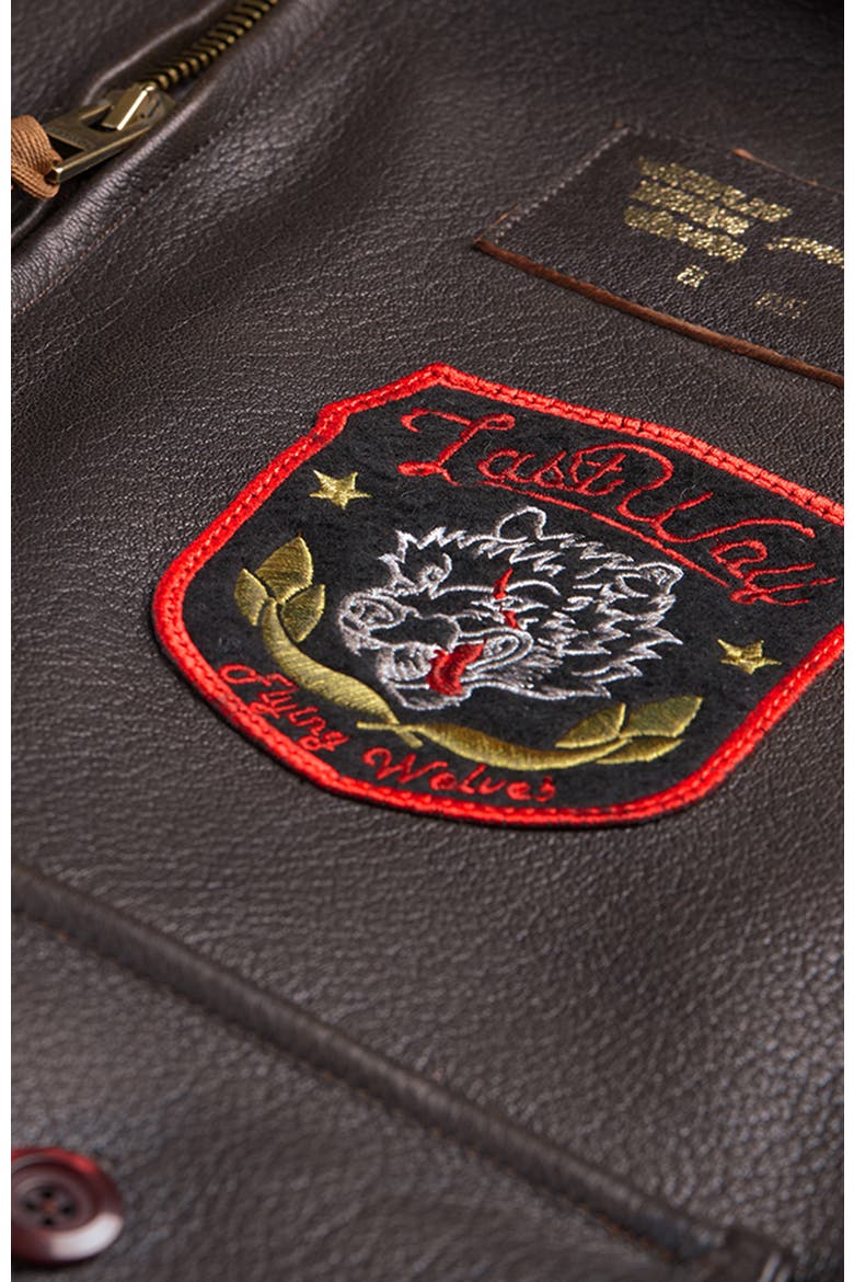 DENALI FLIGHT LEATHER JACKET, Alternate, color, Brown