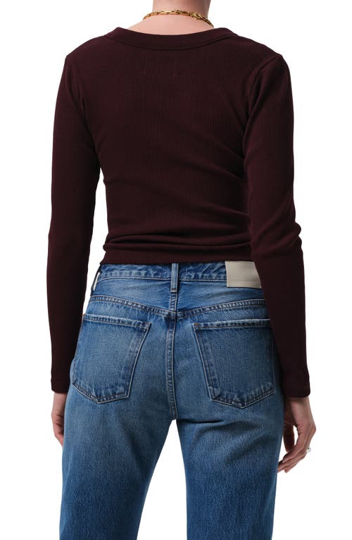 Citizen Of Humanity Varra Ribbed Stretch Cotton And Lyocell-blend Henley Top In Black